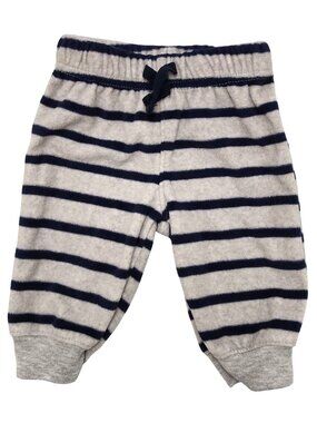 Baby Boy's Child of Mine Carter's Pants Fleece Navy Grey Striped Joggers 0-3 M